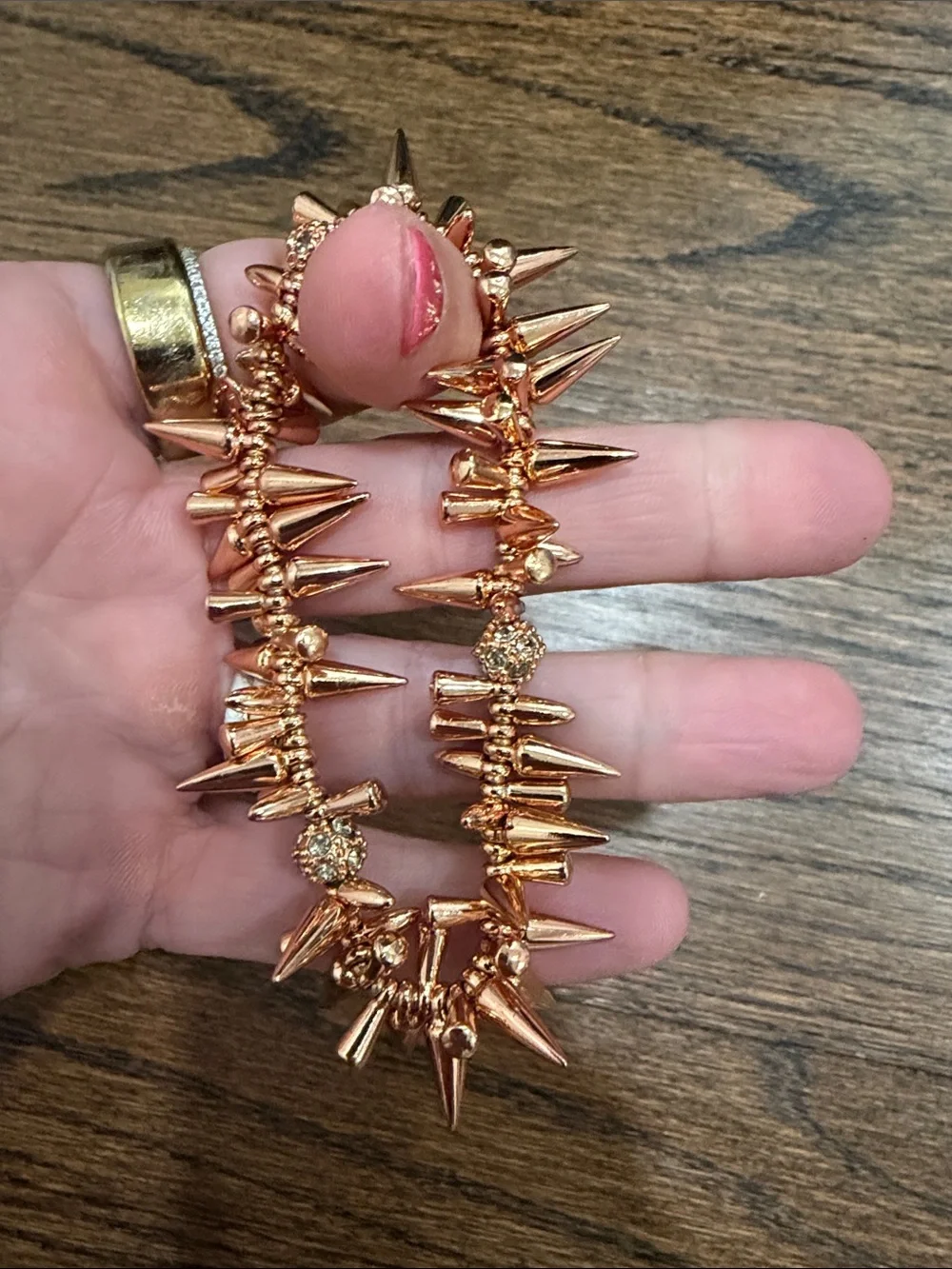 Rose Gold Spike Bracelet + Black Hematite Beaded Bracelet